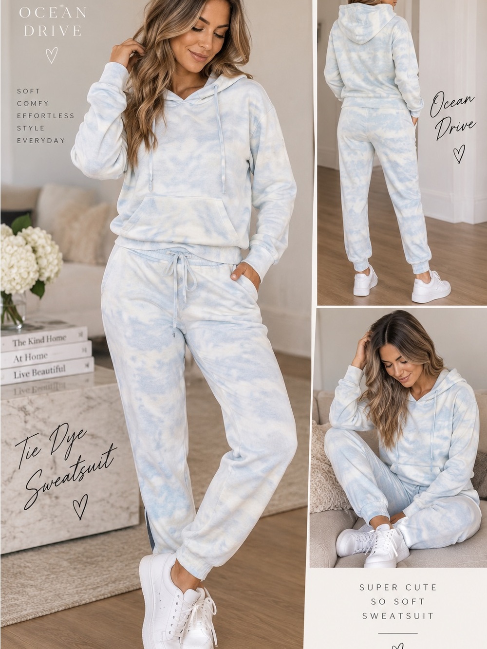 Ocean Drive Light Blue Tie-Dye Jogger Sweatpants